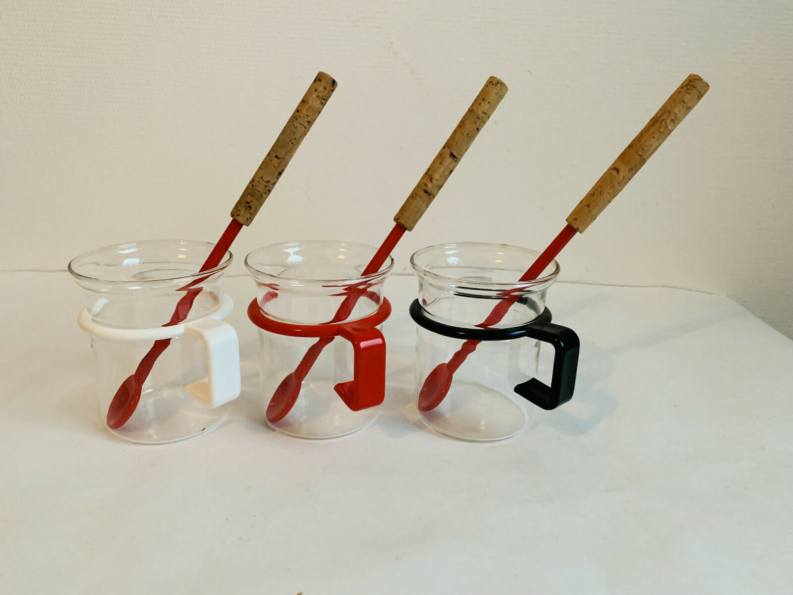 Set of 6 Bodum vintage mugs and teaspoons with cork handles Picards Tea Cup Sc