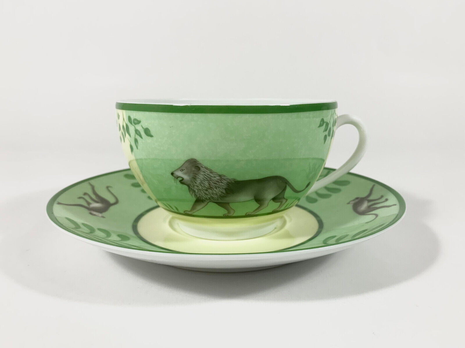 Hermes Africa Green Large Soup Morning Cup and Saucer