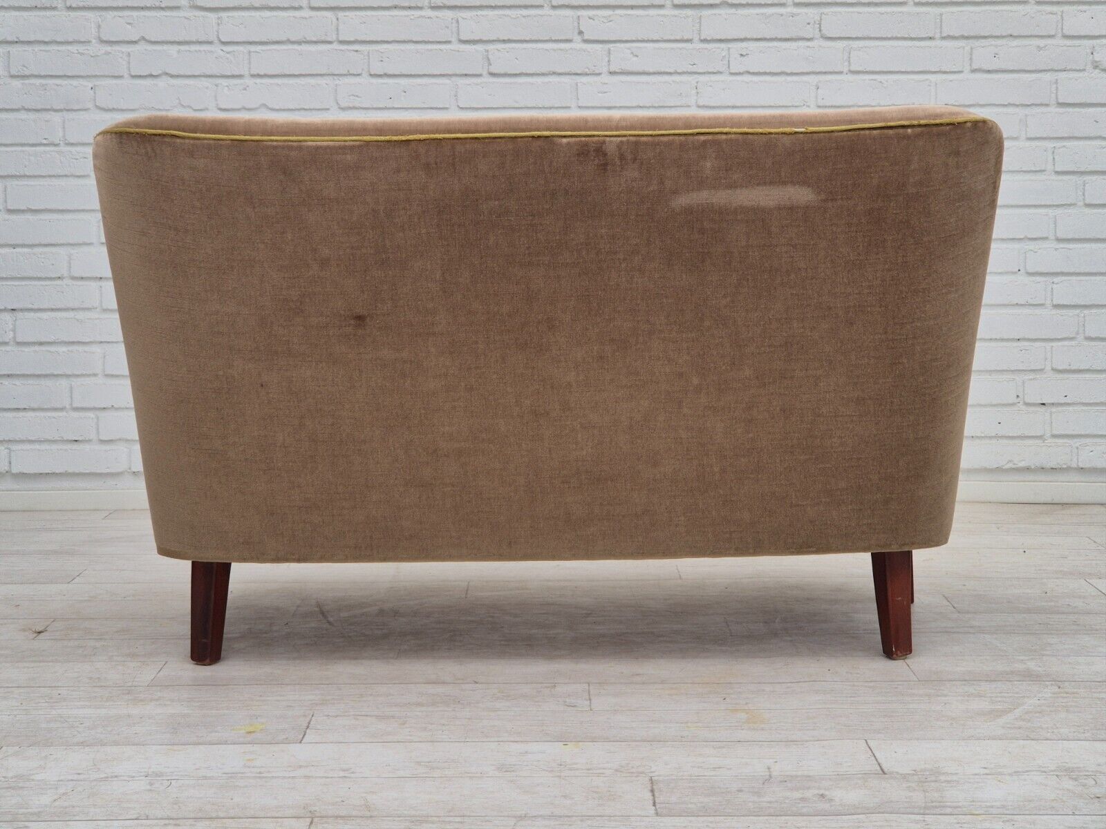 1960s Danish 2 seater sofa original condition furniture velour beech wood