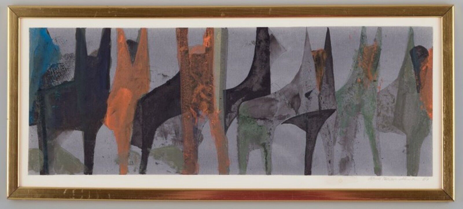 Arne Brandtman Swedish artist Color print on paper Abstract composition 1967