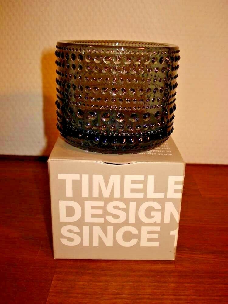 1 GREY KASTEHELMI Votive Tealight Candle Holder OIVA TOIKKA 1964  IITTALA Box