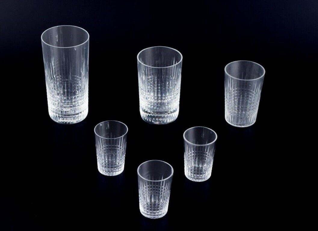 Baccarat France Set of six "Nancy" assorted drink glasses in crystal glass