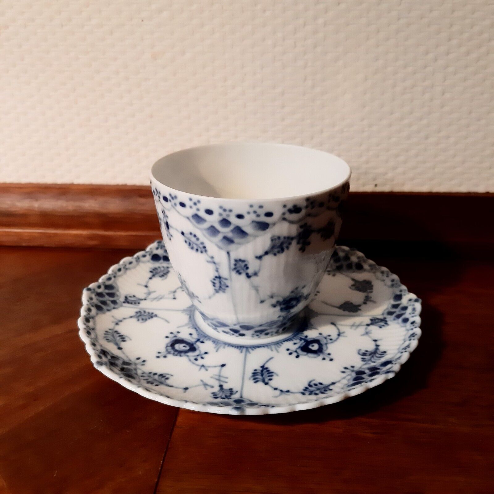 Coffee Set BLUE FLUTED FULL LACE # 1 - 1035 Royal Copenhagen 1964 Fact 1 and 2