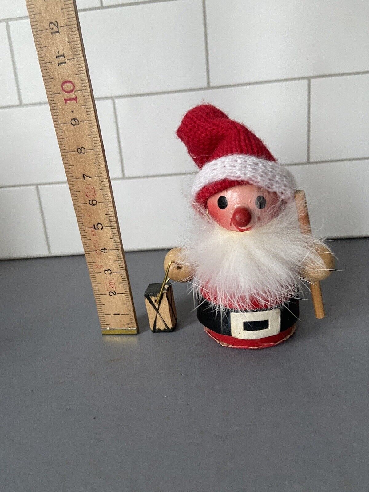 Vintage Swedish Folk Art Wood Santa Elf Tomte Gnome Christmas Figurine Handmade