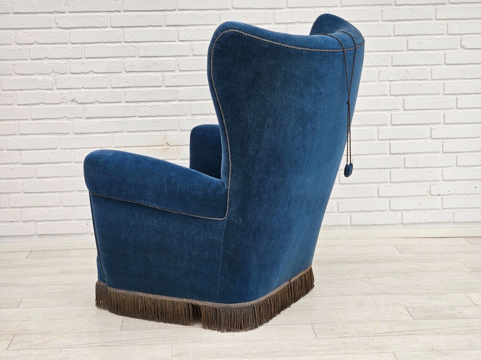 1960s Danish highback relax armchair original condition blue furniture velour