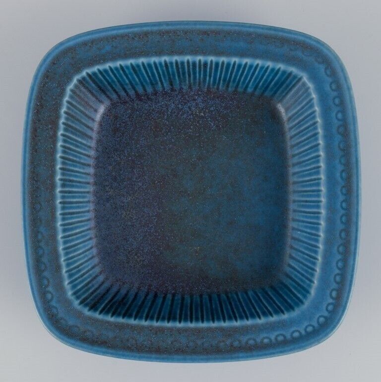 Gunnar Nylund for Rörstrand Sweden Low bowl with blue-toned glaze