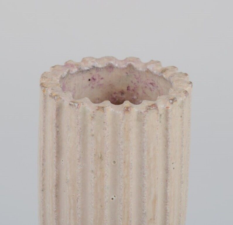 Arne Bang own workshop Ceramic candlestick with glaze in sandy tones