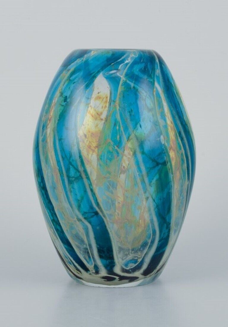 Italian glass artist unique art glass vase in modernist design  Circa 1980s