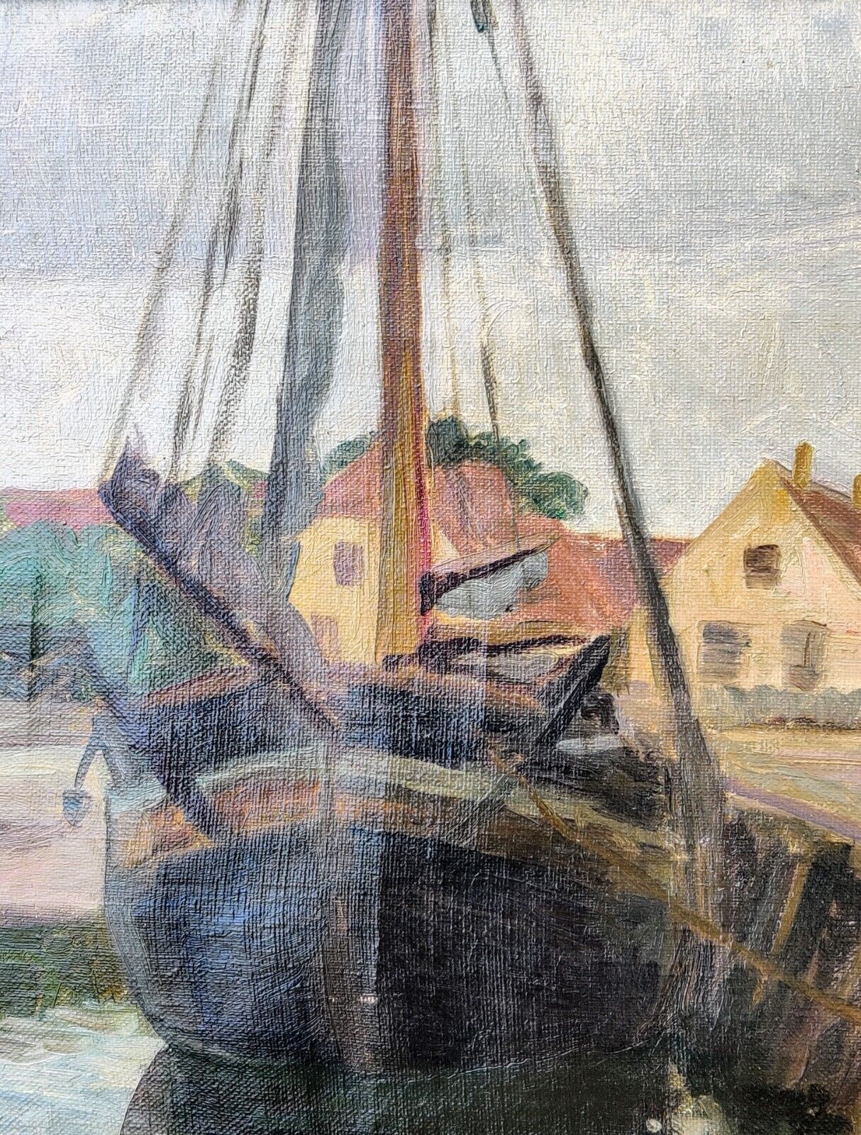 Axel Bredsdorff (1883-1947) CHAT IN HARBOR original oil painting