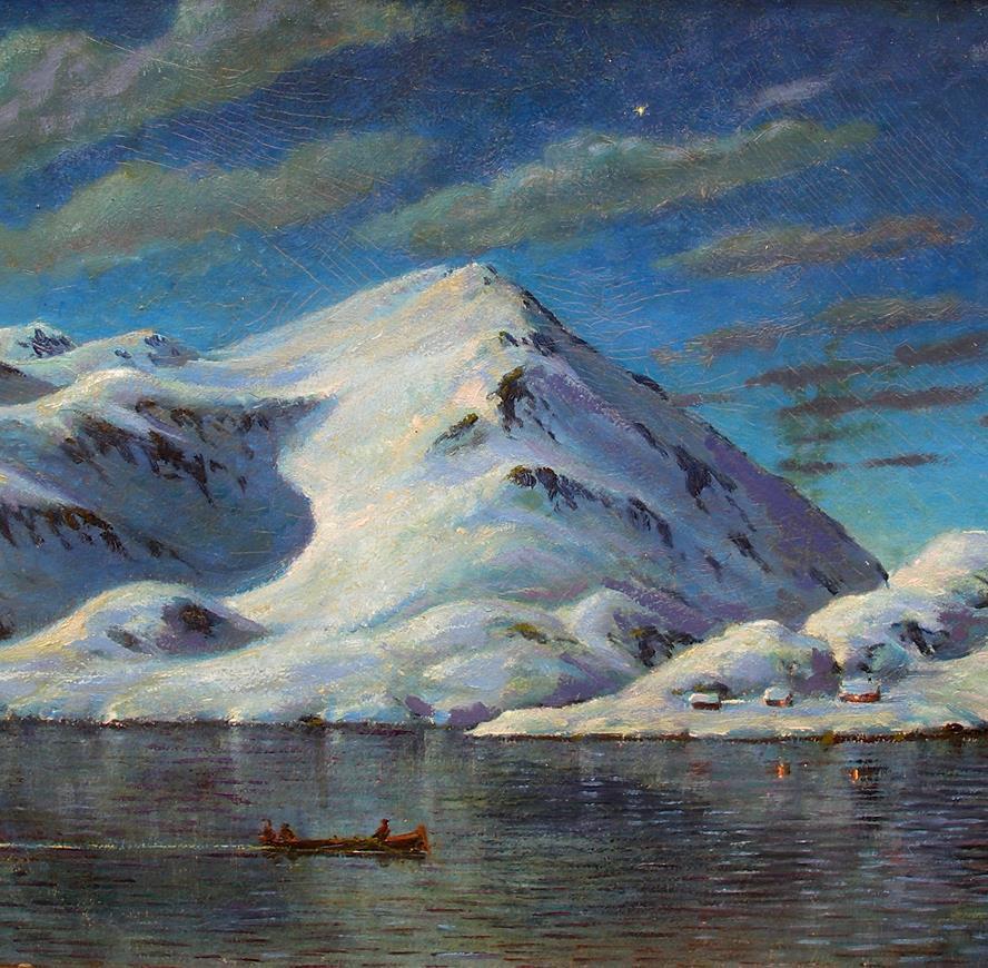 Karl Tirén Wondrous Moonlight View at Troll fjord Lofoten NorwayDated 1908