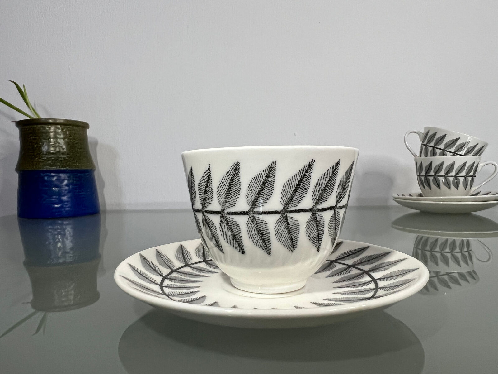 Gustavsberg Maxim (Black) Coffee Cup Set by Bibi Breger and Stig Lindberg