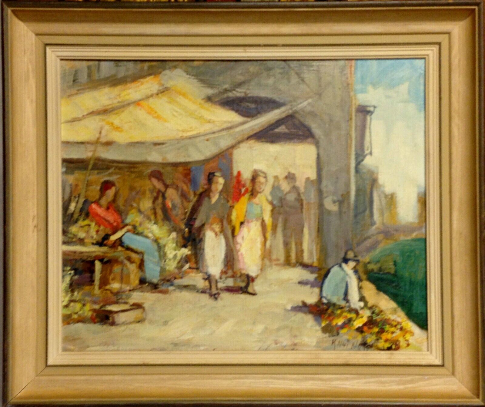 Knut Norman (1896-1977): STREET MARKET IN VENICE original oil painting