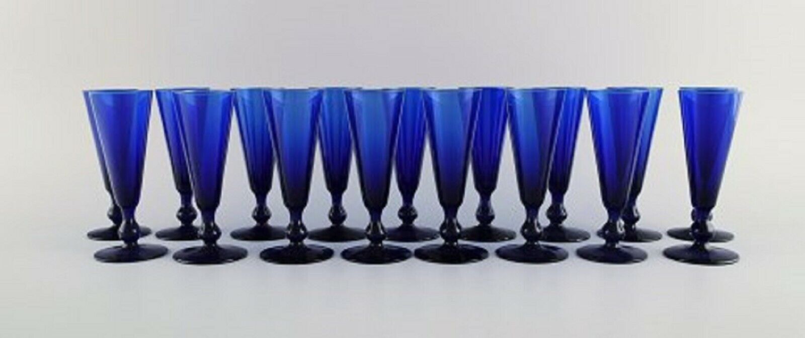 Monica Bratt for Reijmyre 17 small cocktail glasses in blue art glass