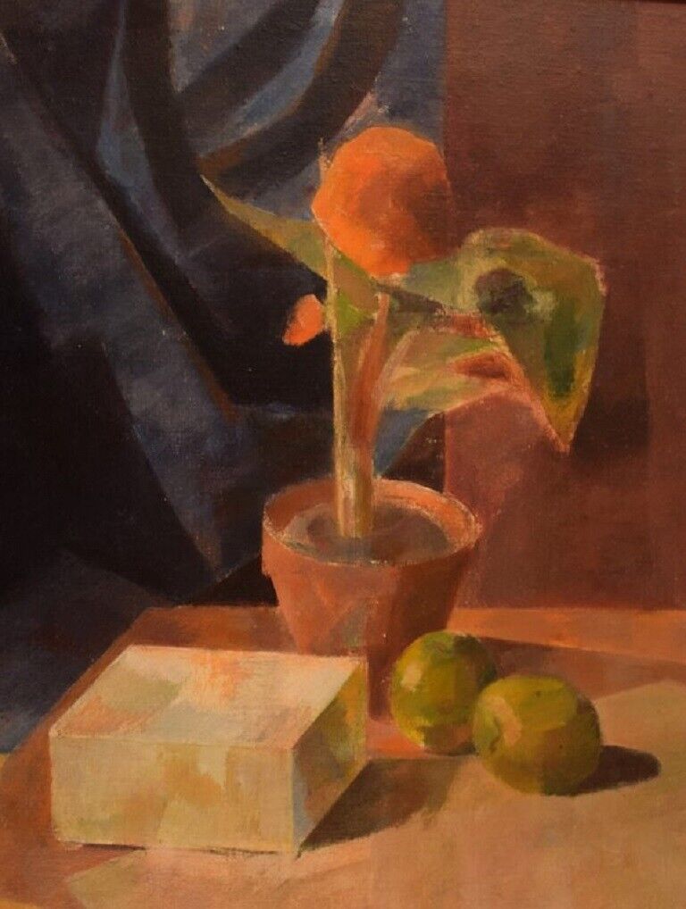 Lars V Swedish artist Oil on board Modernist still life Dated 1945