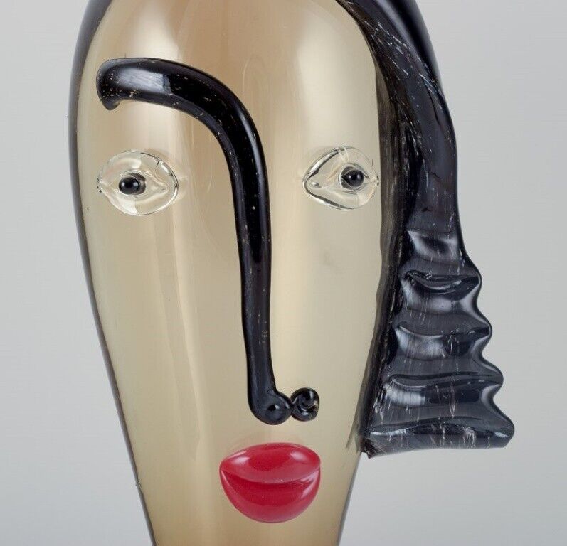 Murano Venice Italy unique art glass sculpture with a female face