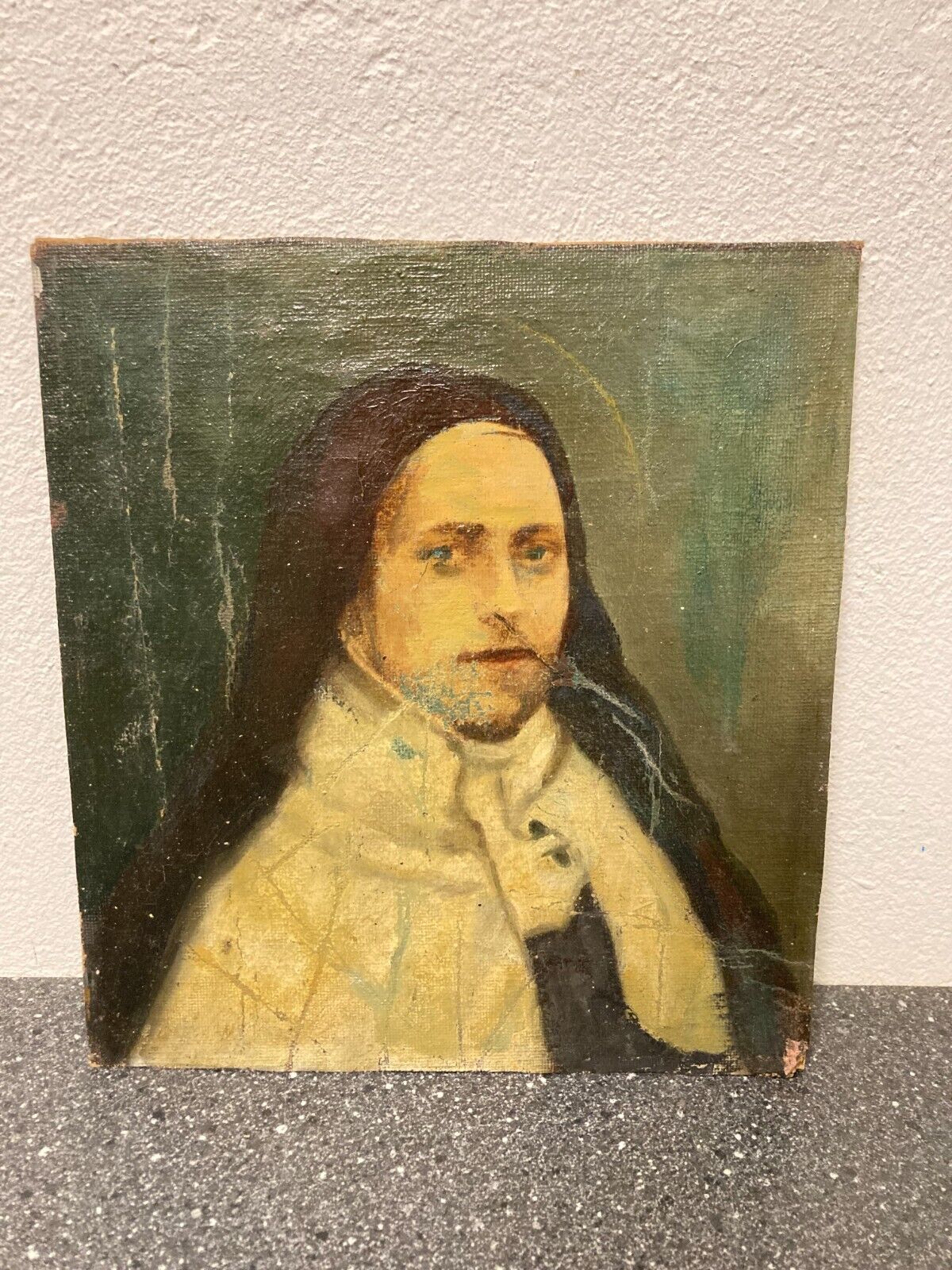 Antique Portrait Painting on Cardboard 'HA Brennill' - Artwork 21*23 cm