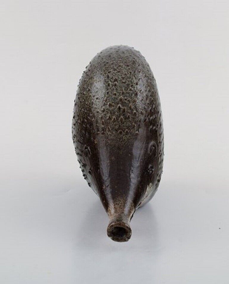 European studio ceramist Unique figure in glazed ceramics Hedgehog Ca 1980