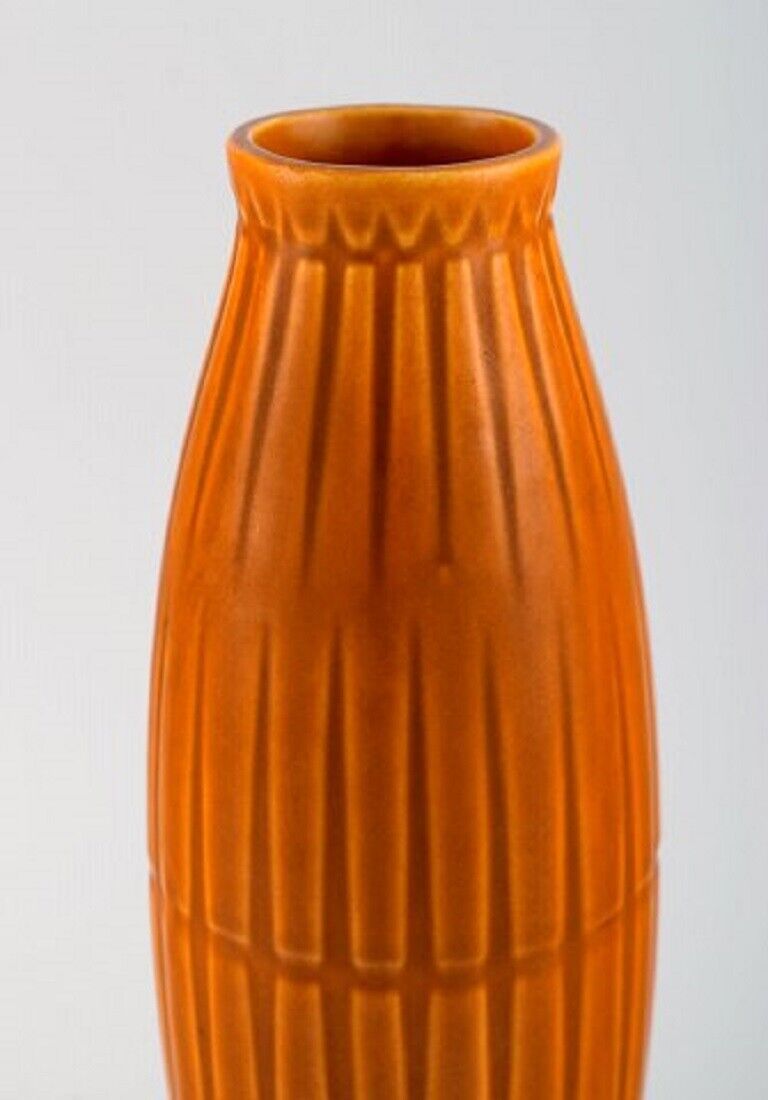 Bo fajans Sweden Vase in glazed ceramics with ribbed body