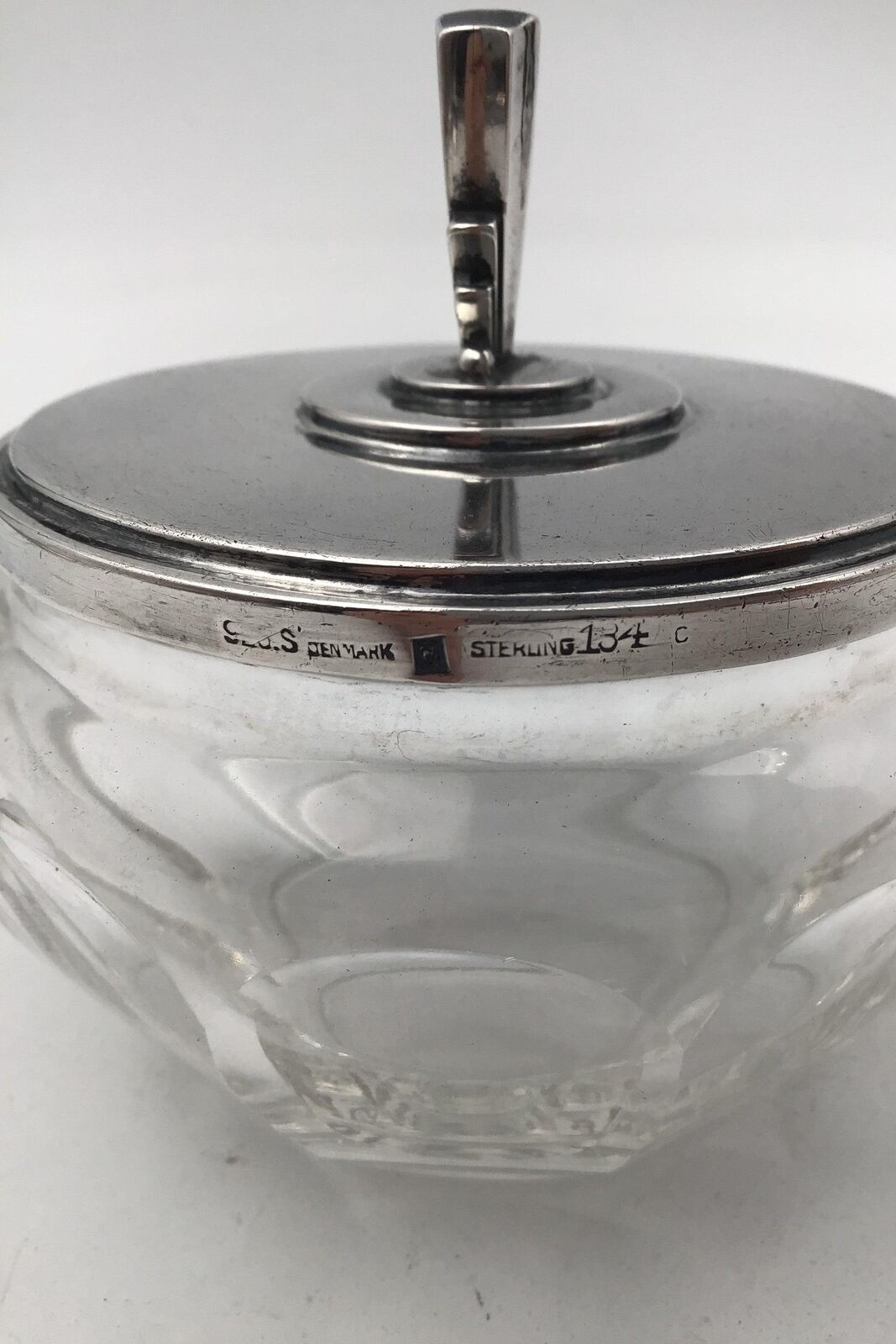 Georg Jensen Sterling Silver Lid and Baccarat Crystal Confiture Glass No 134C