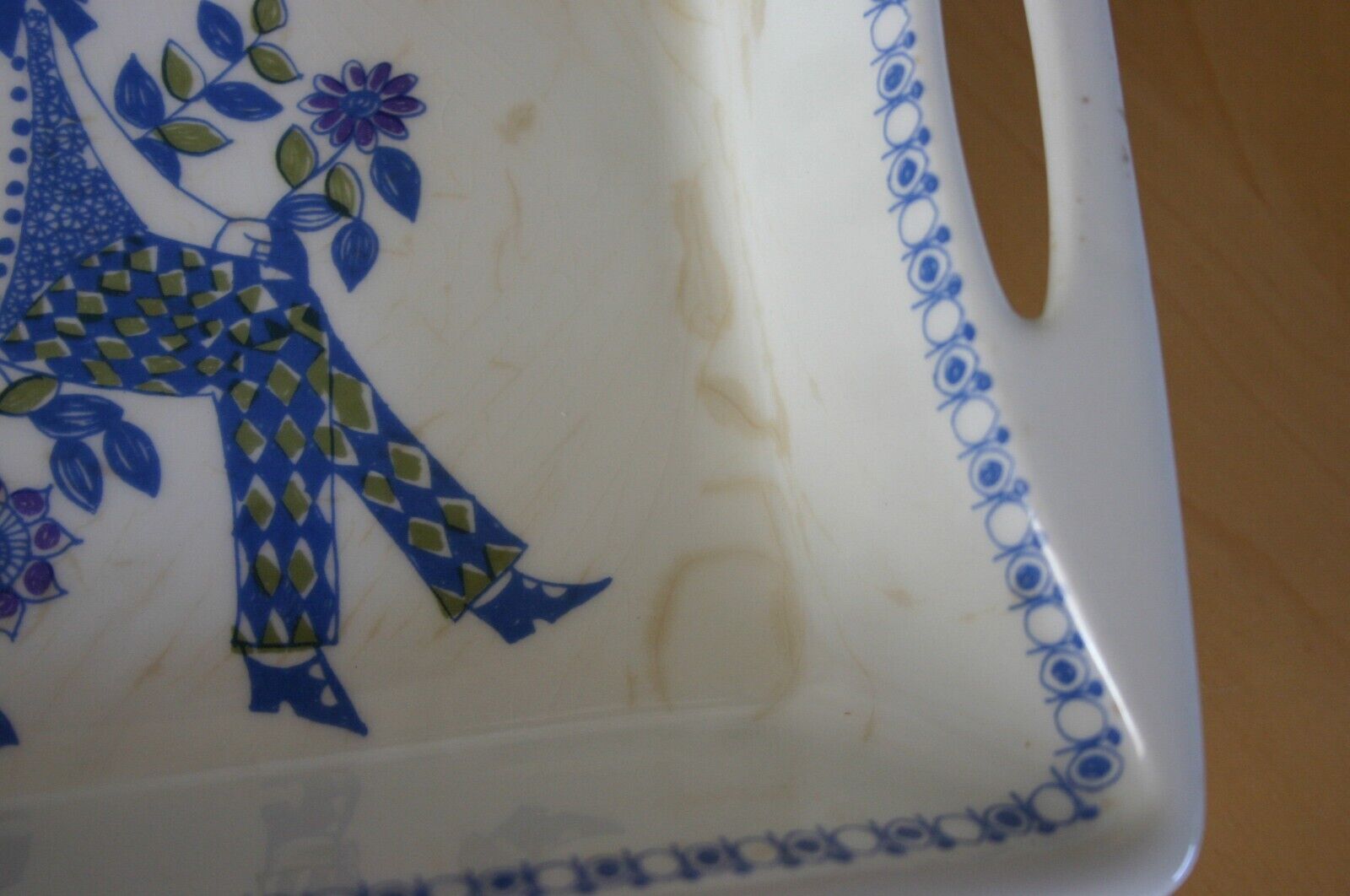 Vintage Figgjo Lotte Turi design ceramic blue white baking dish handpainted tray