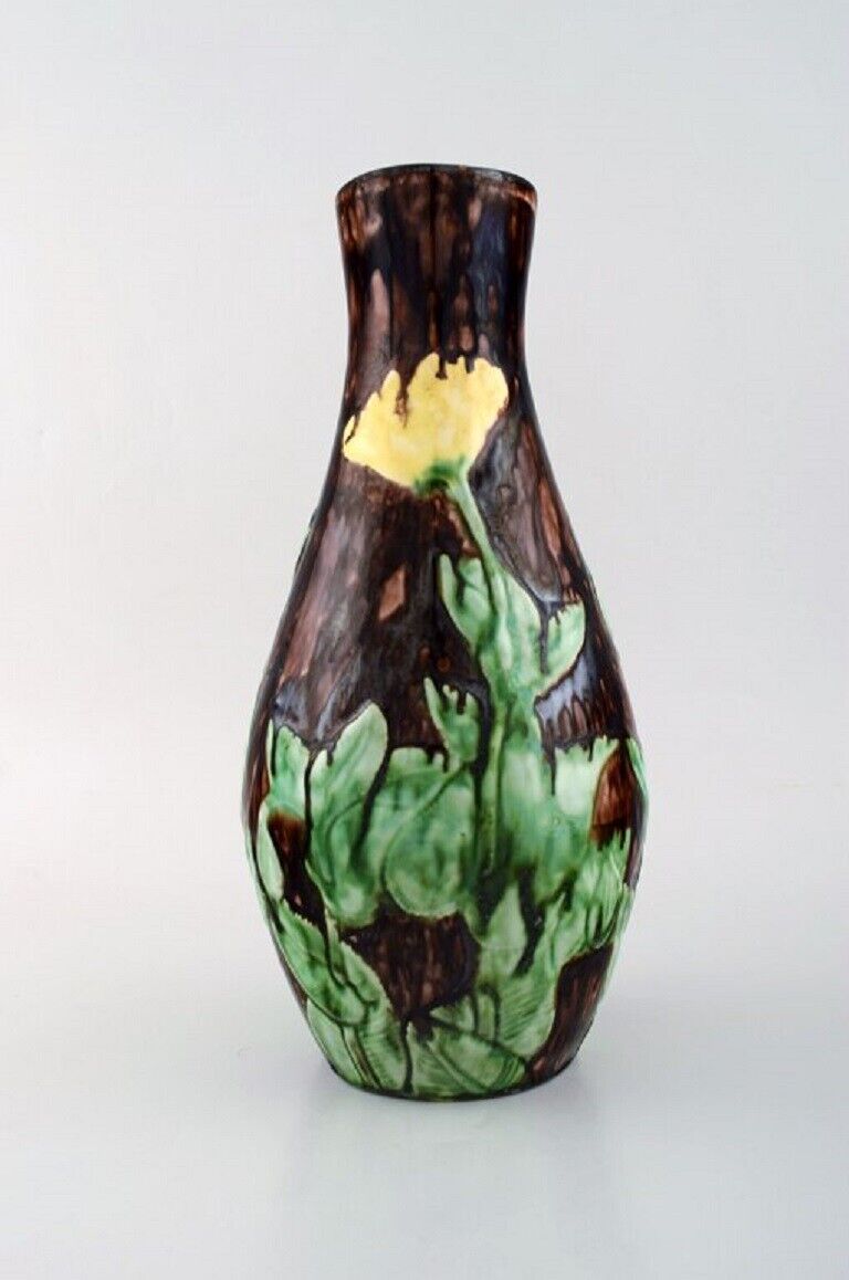 Roskilde Lervarefabrik Denmark Large Art Nouveau vase in glazed ceramics