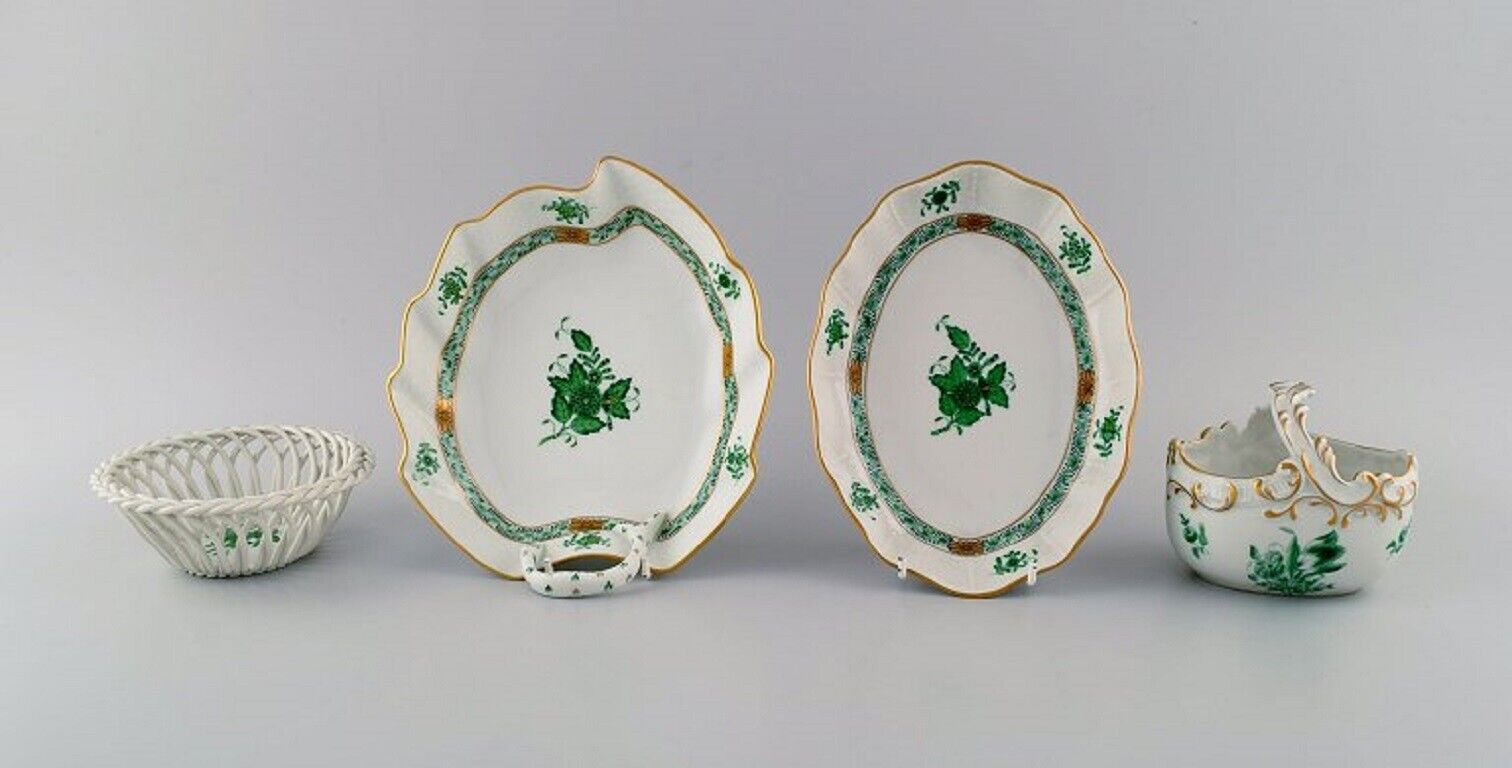 Herend Green Chinese Bouquet Four bowls in hand-painted porcelain