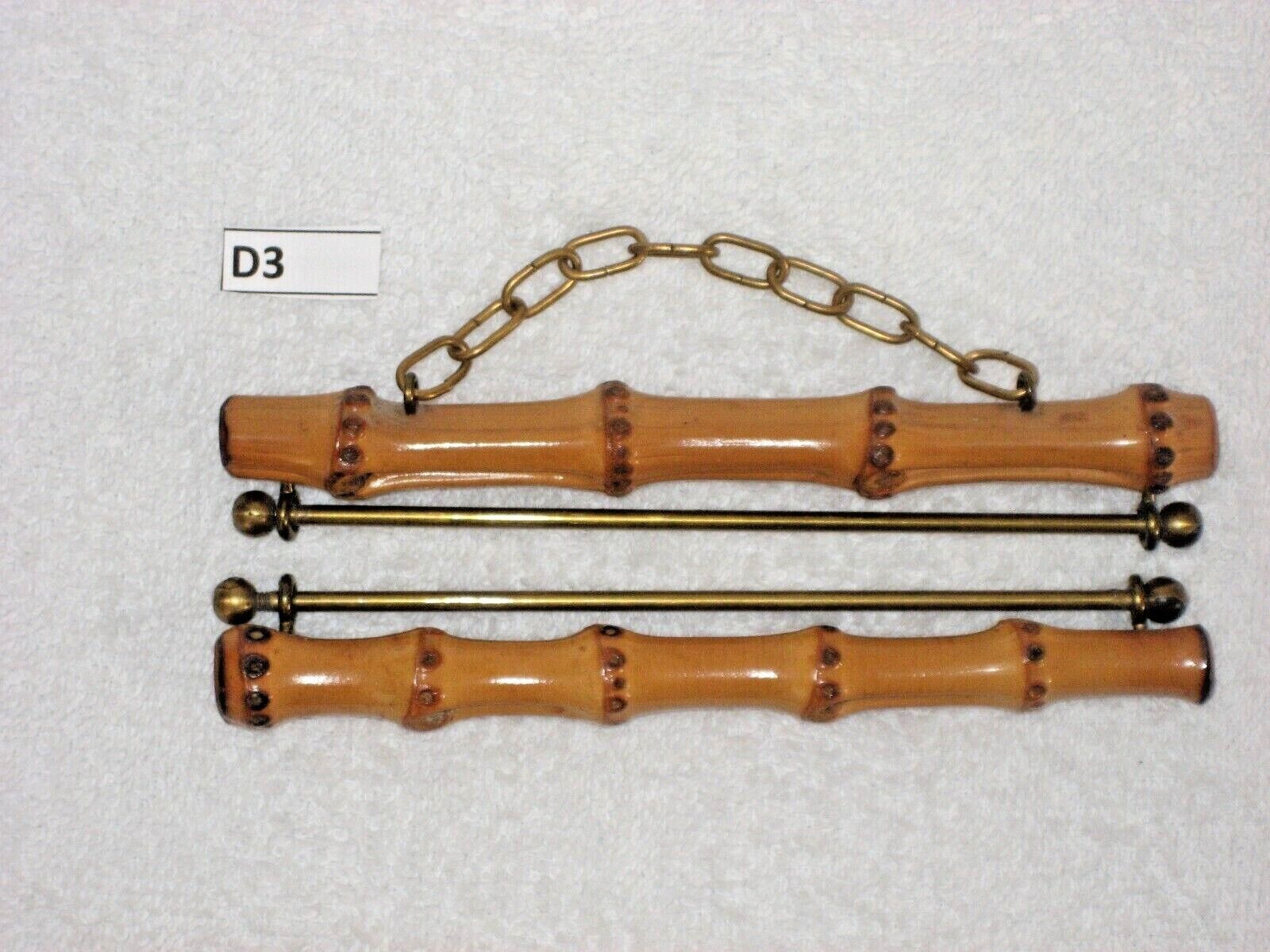 A set of 2 bell pull hardware -bamboo/brass 12cm ~ 4 3/4" Opening #D3