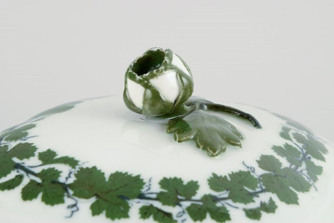 Meissen Green Ivy Vine a large sugar bowl and a large creamer