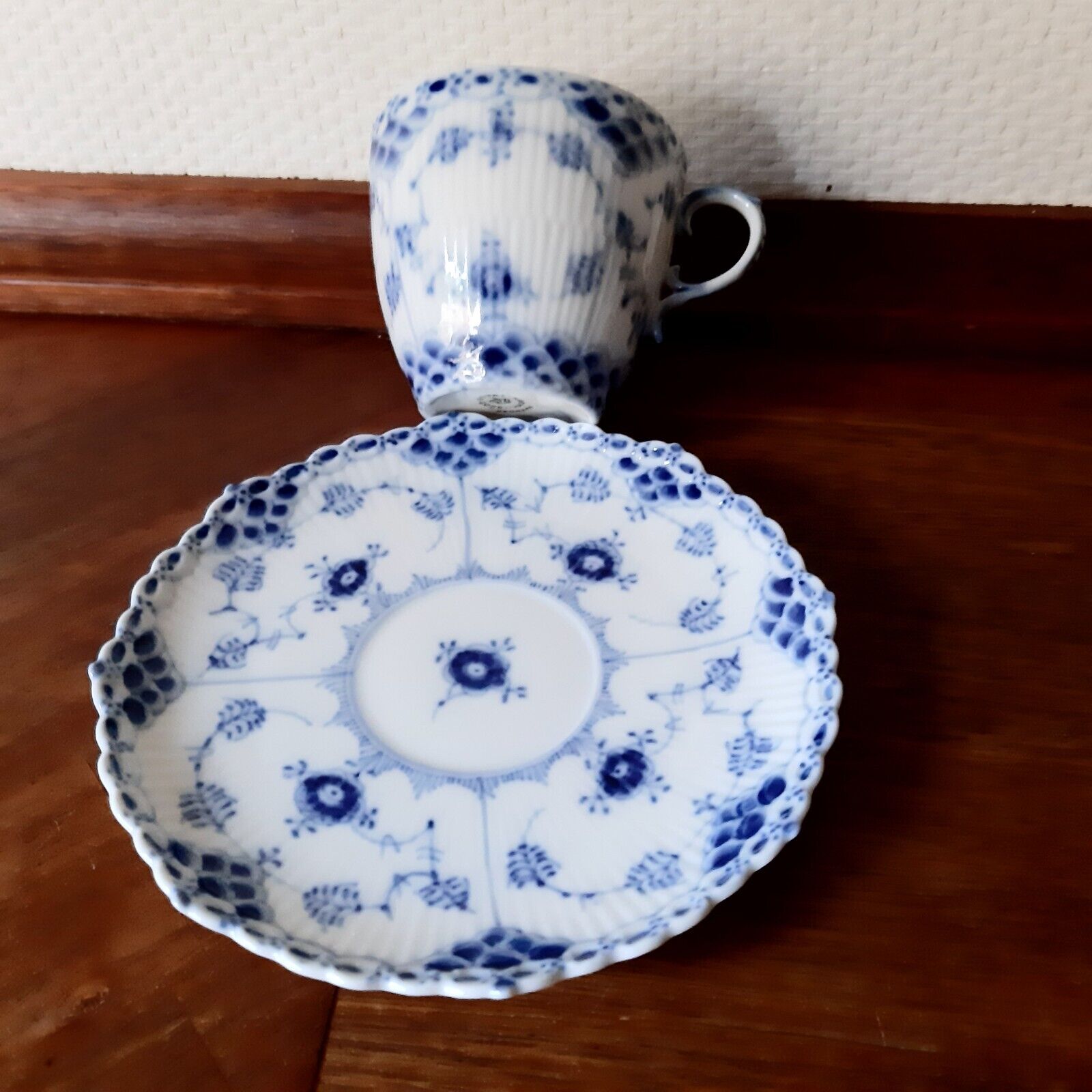 Coffee Set BLUE FLUTED FULL LACE # 1 - 1035 Royal Copenhagen 1964 Fact 1