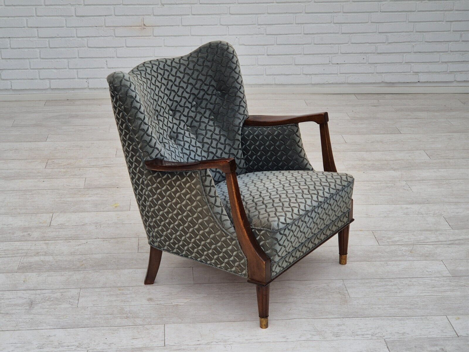 1960s Danish armchair original very good condition furniture velour beech