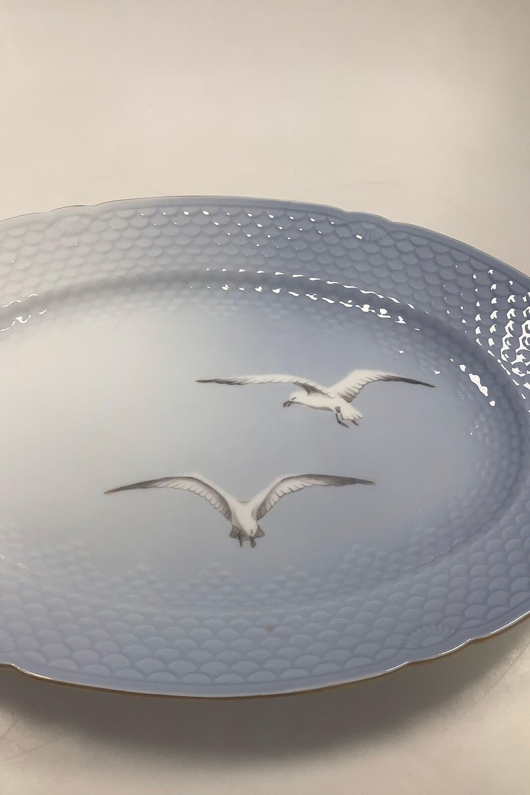 Bing and Grondahl Seagull with Gold Large Oval Serving Dish