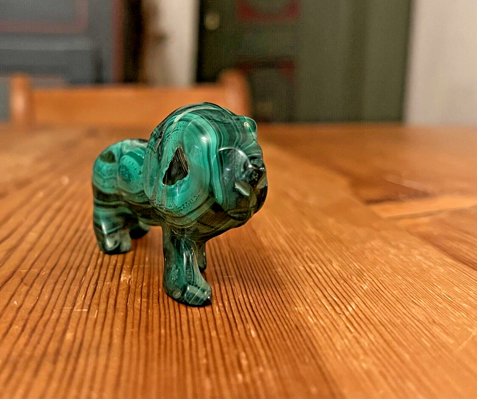 Malachite Lion Handmade Carved Hand Carved Africa Gemstone Figure Vintag