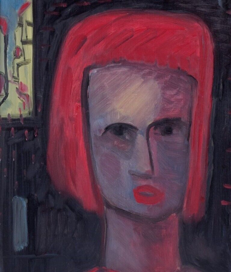 Lennart Pilotti (1912-1981)  Oil on board Modernist portrait of woman