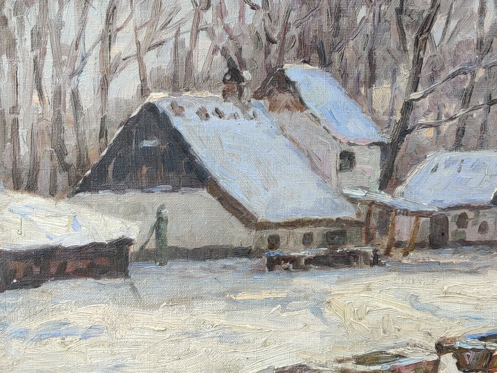 Ludvig Holm (1884-1954): WINTER IN A COUNTRYSIDE original oil painting