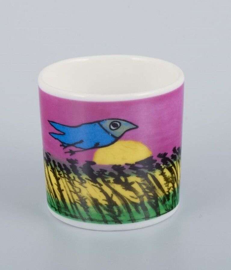 Corneille Dutch CoBrA artist Coffee cup plate and egg cup from 1980/90s