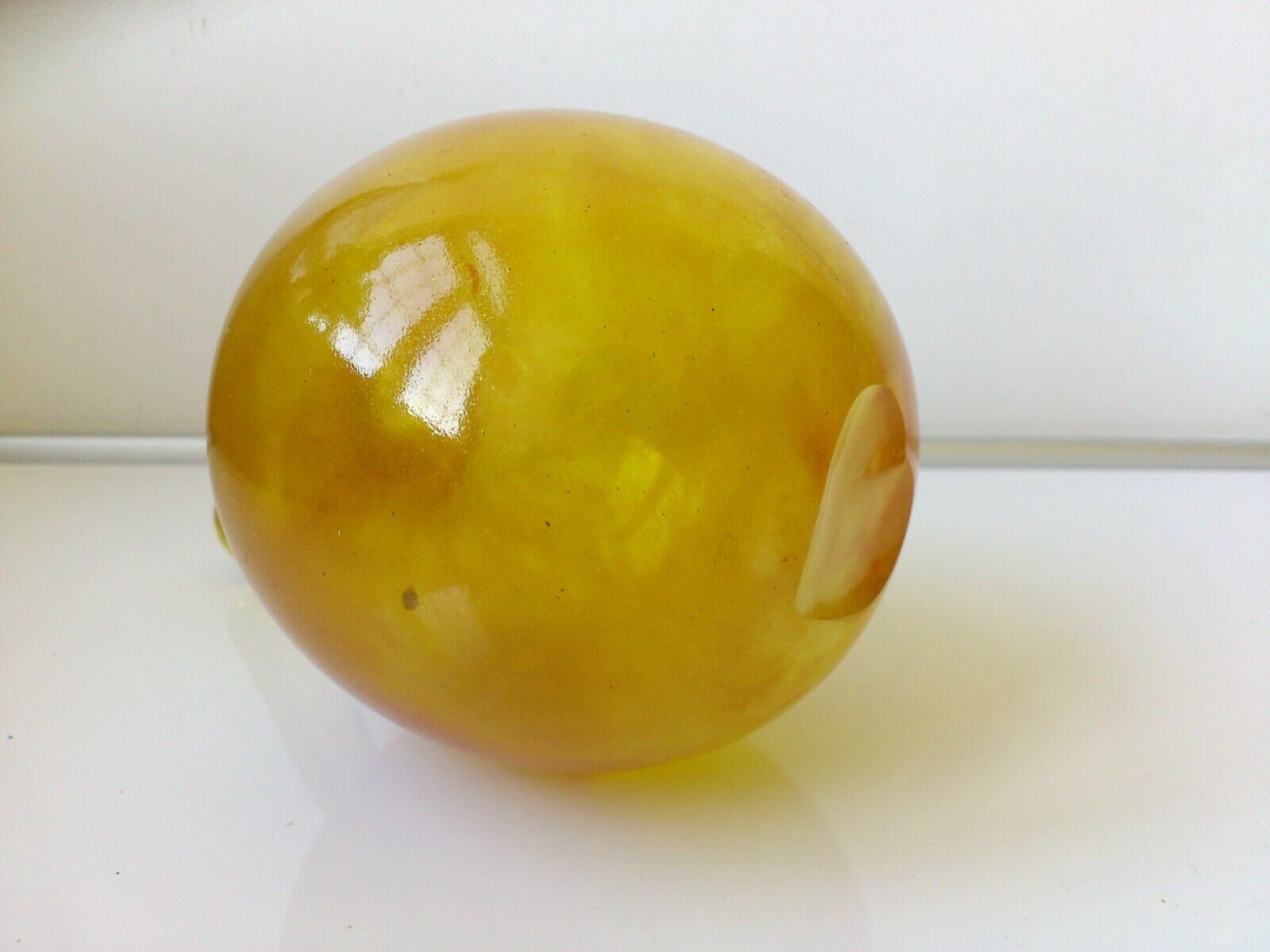 Stunning vintage art hand blown glass Yellow Apple5'8 "