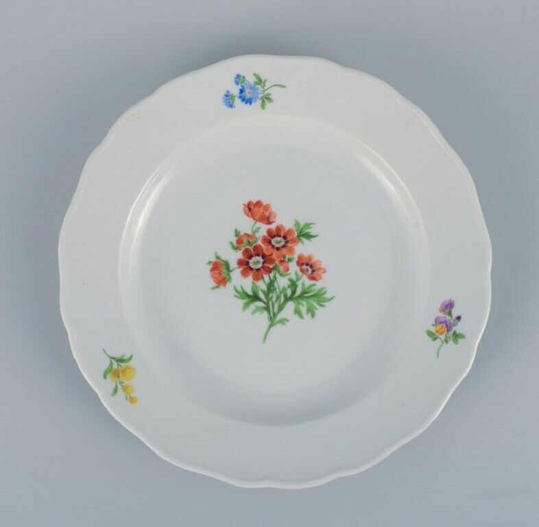 Meissen Germany five dinner plates hand-painted with floral motifs