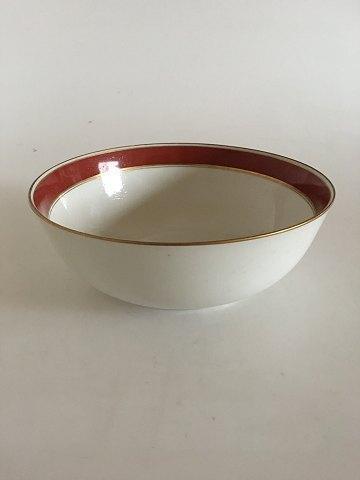 Bing  Grondahl Egmont Bowl No 43 White with Wine red Border and Gold