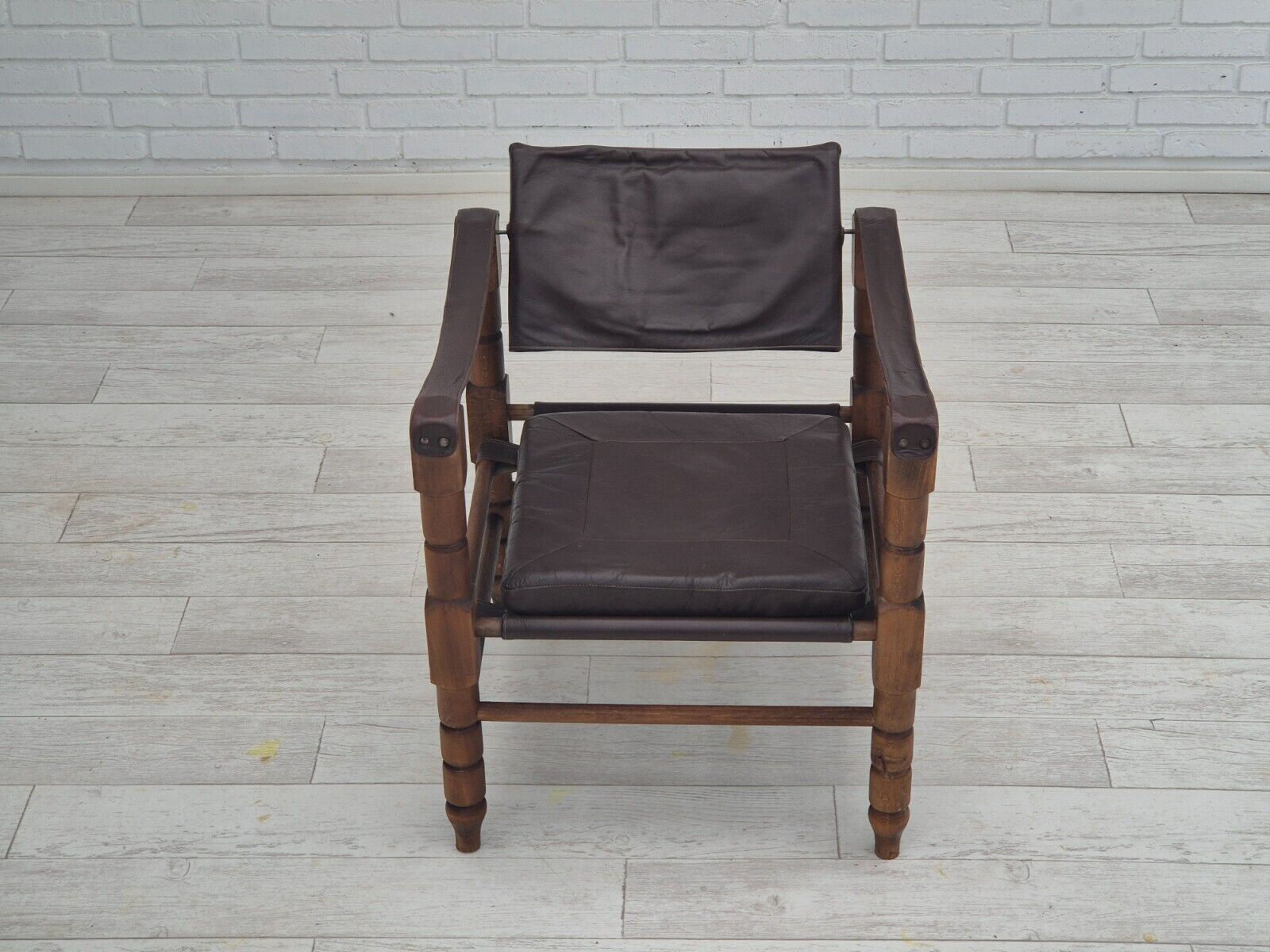 1960s Scandinavian "Safari" lounge chair original condition leather wood