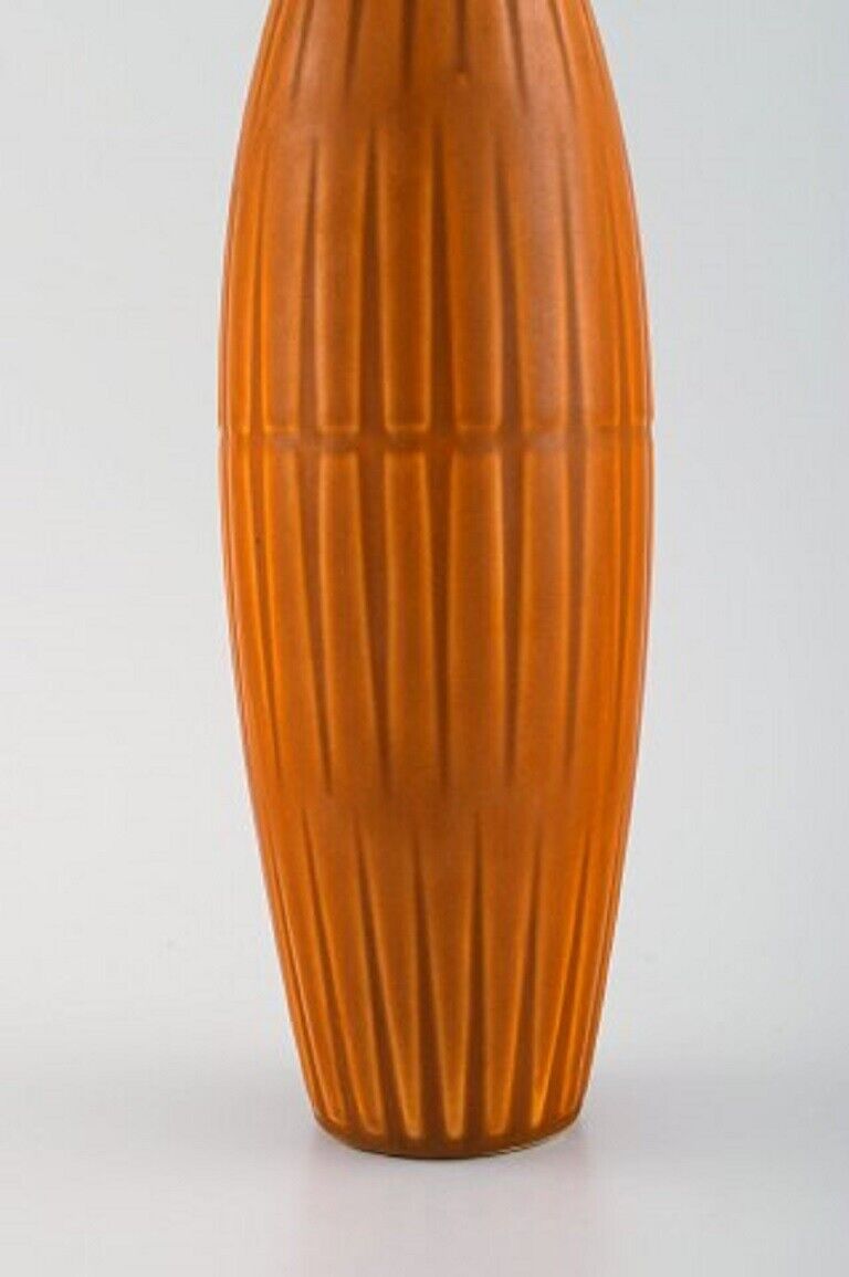 Bo fajans Sweden Vase in glazed ceramics with ribbed body