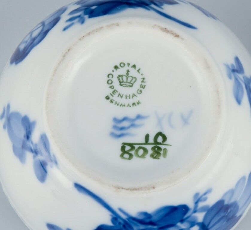 Royal Copenhagen Blue Flower Braided Porcelain sugar bowl and bouillon cup