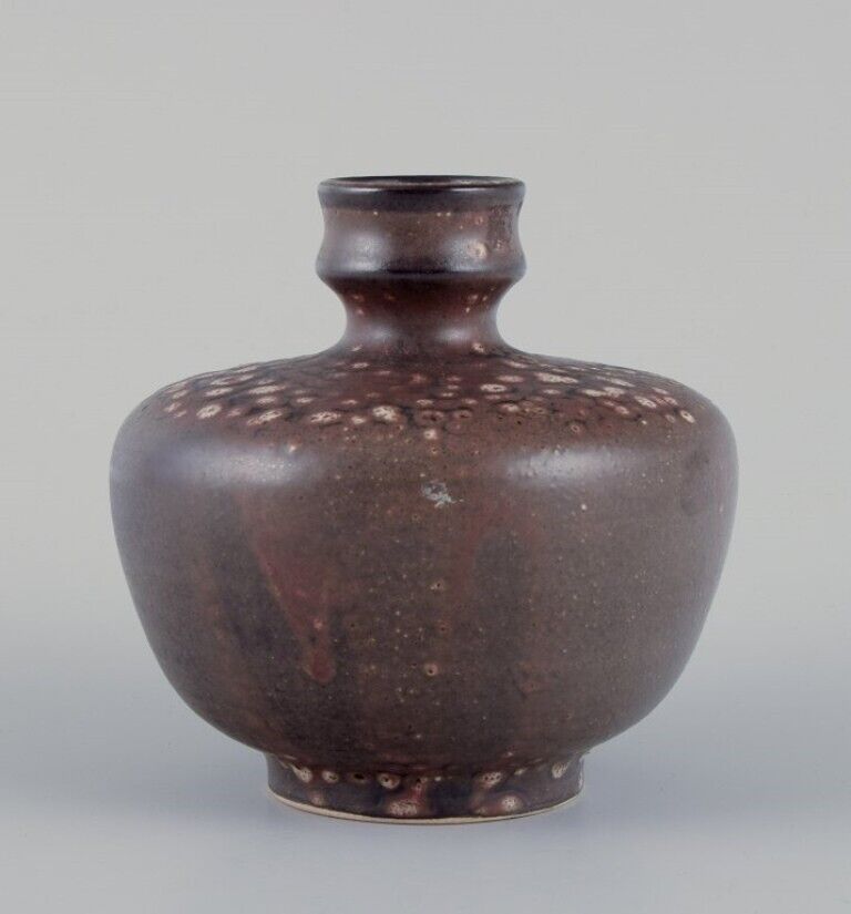 European studio ceramicist Unique ceramic vase Ca 1980s