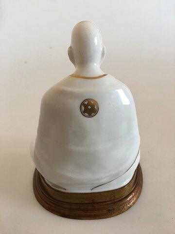 Pen and Ink Holder in the Shape of Porcelain Buddha on Brass Foot Jean Born