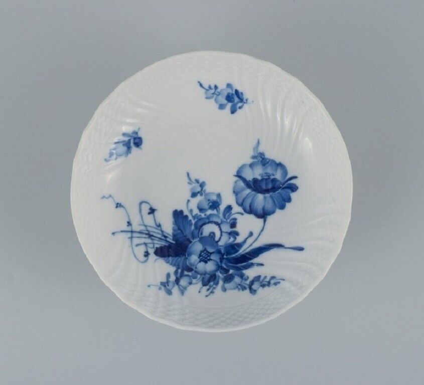 Two Royal Copenhagen Blue Flower curved a low stand and a dish