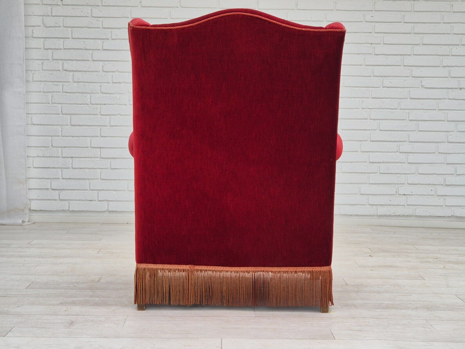 1970s Danish highback wingback armchair original condition furniture velour