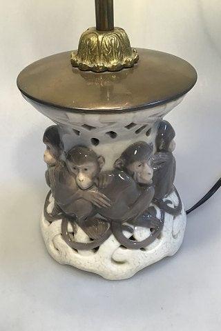 Royal Copenhagen Art Nouveau Table Lamp Monkey-motif No 796/377