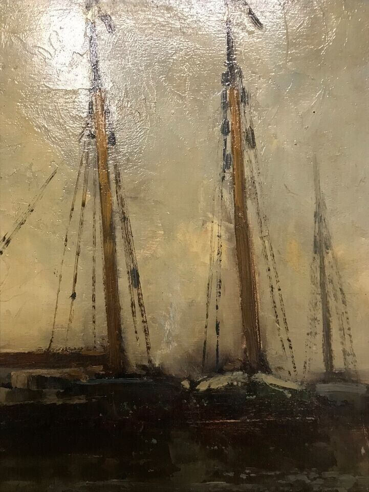 Sailboats at Dusk Original oil painting