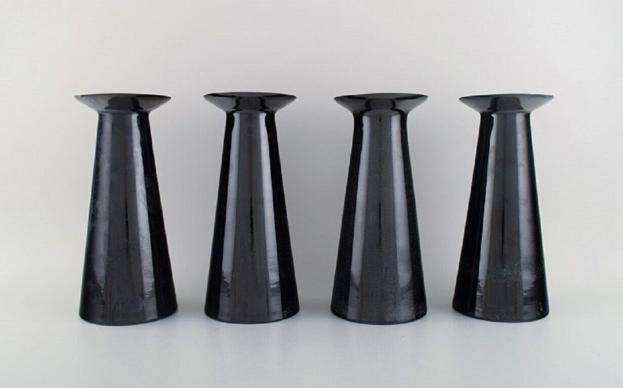 Stölzle-Oberglas Austria Four Beatrice and Nora vases in black art glass