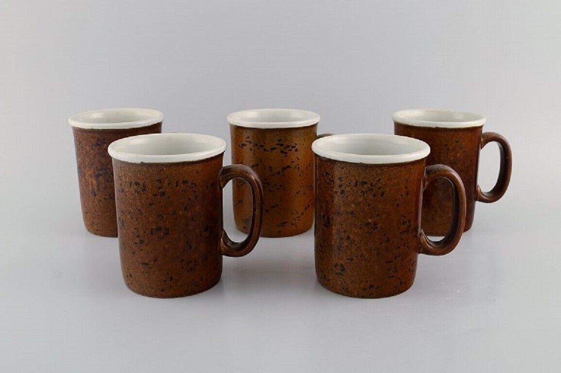 Stig Lindberg for Gustavsberg Five large Coq mugs in glazed stoneware