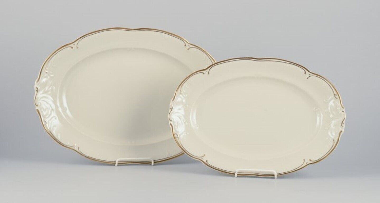 KPM Poland Two large oval porcelain serving platters 1930s/40s